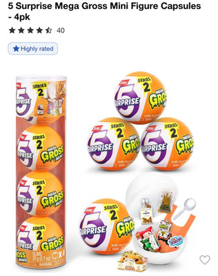 5 Surprise Mega Gross Mini Fig Capsules 4pk Zuru Blind Surprise Balls (1 Pk 4)