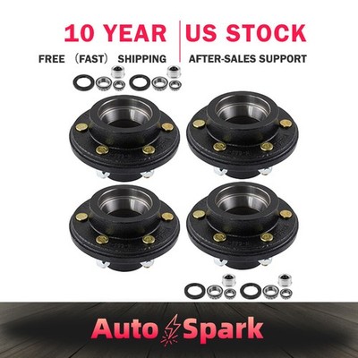 4pcs Trailer Hubs Convert Mobile Home with Bearings 6000# 6 Lug 6x5.5 Idler Axle