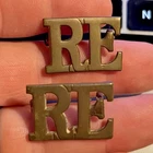 WW1 Royal Engineers Shoulder Titles, Brass, Lugs, Genuine.