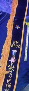 Order of the Eastern Star 1981-1982 Sash Embroidered Stars O.E.S. Badge Gold Fr…