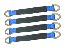 4 Pack 2" x 21" Blue Axle Straps with Sleeve | Car Hauler Tie Down WLL 3,335 lbs