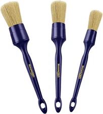 Car Detailing Brush Set, 3 Pack Ultra Soft Boars Hair Detailing Brushes for Leat