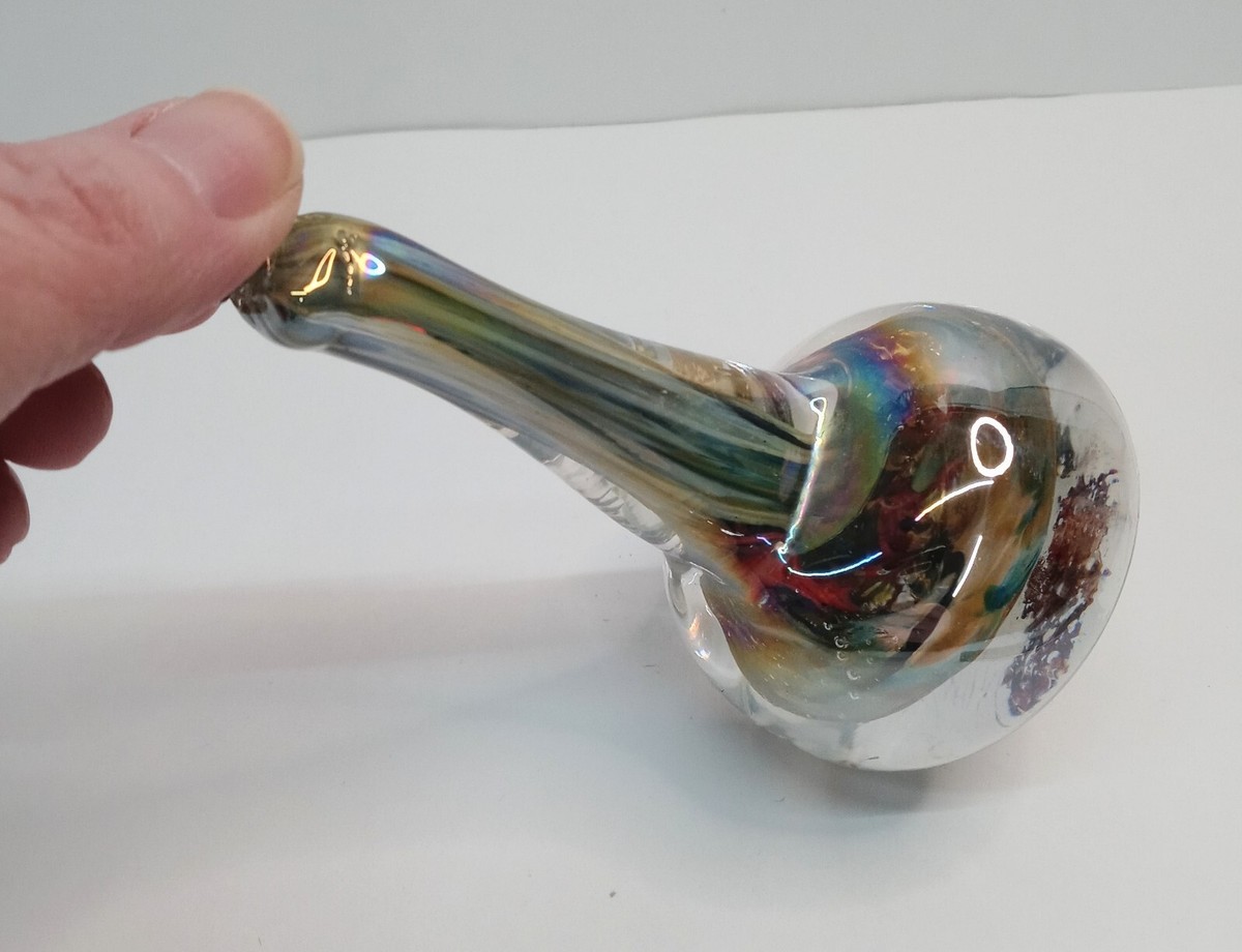 Hand Blown Art Glass Swirl Teardrop Ring Holder Multicolor Paperweight