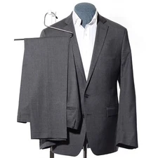 42R Slim-Fit Ryan Seacrest Gray Worsted-Wool 2-Piece Suit 33x30 Trousers Jacket
