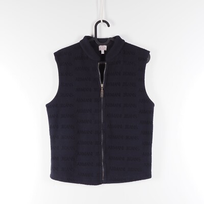 Armani Jeans Vintage Women Logo Fleece Vest Gilet US6 S Small