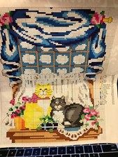 CAT FRIENDS, Heirloom Treasure, Finished Vintage Needlepoint On Canvas