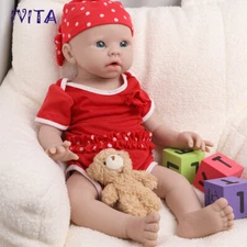 IVITA 19inch Big Baby Blue Eyes Girl Newborn Lifelike Full Silicone Reborn Doll