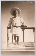 RPPC Darling Edwardian Boy Large Hat JW Chase Studio Real Photo Postcard G32