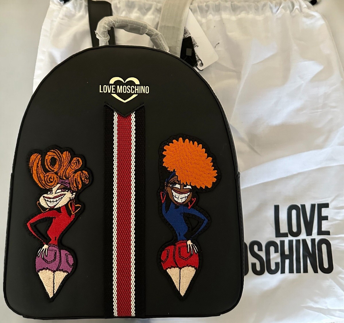 LOVE MOSCHINO Borsa PU Nero Zip Backpack Bag Black Leather Gold