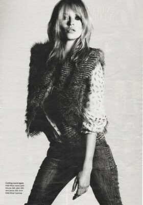 Kate Moss ❤ Topshop Grey Animal Faux Fur Gilet Waistcoat Vest Top Size  UK