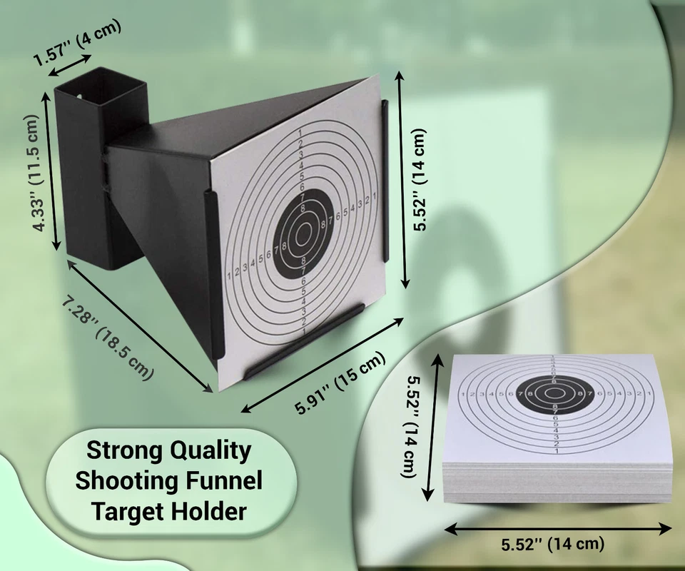 14cm Shooting Funnel Target Holder + 50 Targets Paper Air Rifle Pistol Airsoft - Image 3 of 4