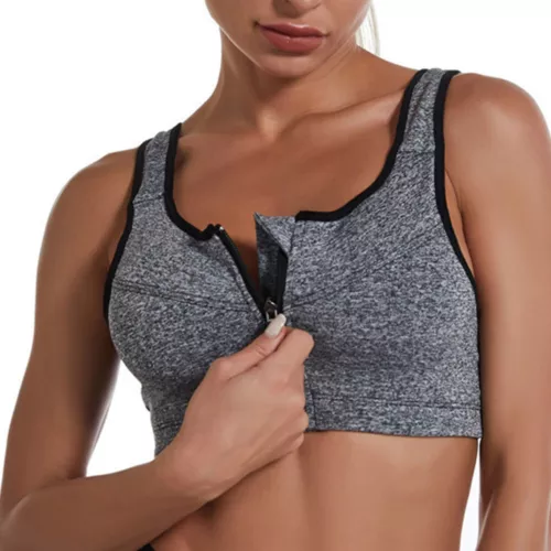 Verstellbarer Gepolsterter Fitness Sport-Bh Mit Reißverschluss Vorne FürDamen In - Bild 11 von 14