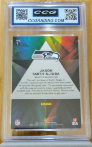Jaxon Smith Njigba (RC), 2023 Panini Prizm - Prizmatic #1 CCG 10 (Gem Mint) - Picture 2 of 2