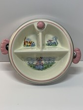 Vintage Childs Bo Peep Insulated Warmer Divided Serving Bowl Bakelite Handles 8"