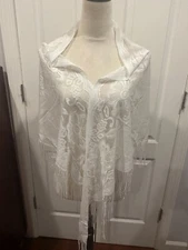 White Sheer Triangle Scarf Shawl Wrap Lightweight 70.9x29.5inches