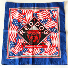 Vintage 1996 Red Dog Beer Bandana Handkerchief USA American Flag Brewery Bulldog