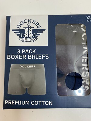 DOCKERS Men's Premium Boxer Briefs Pack Size X-Large Black