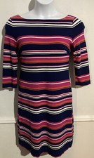 Talbots Colorful Shift Dress Womens Size 4 Striped Career Woman j288