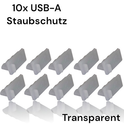 10x USB-Typ-A Schutz, Dust-Plug Staubverschluss - Transparent