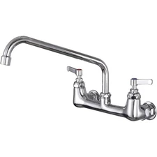 Wall Mount Commercial Sink Faucet 8 Inches with 12 Inches Swivel Spout 2 Handle