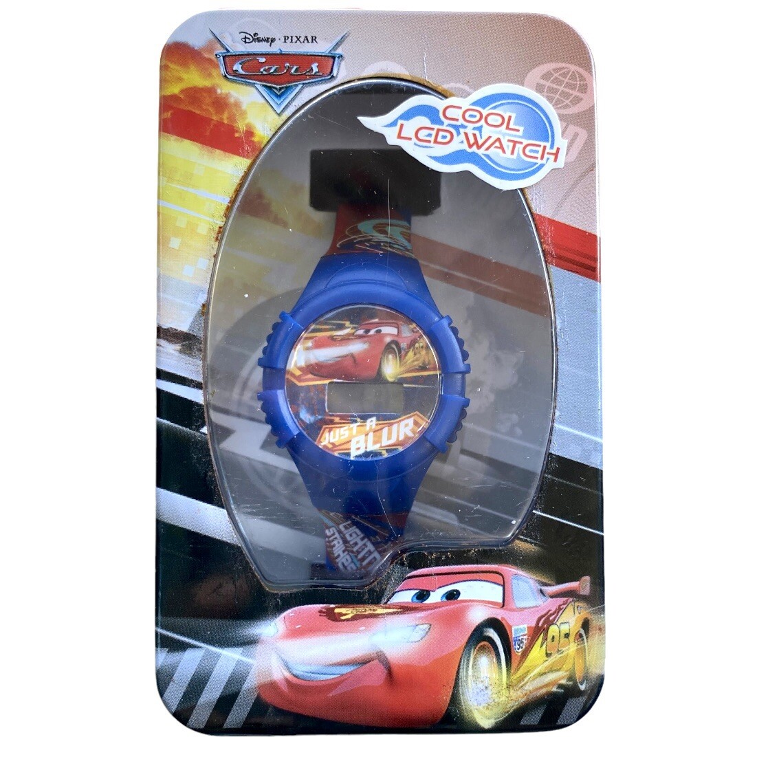 Vintage 2006 Disney Pixar Cars LCD Digital Watch in Original Unopened Tin Box