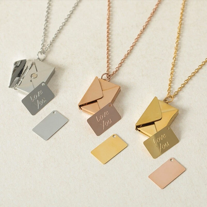 Personalized Locket Envelope Necklace Love Letter Pendant Jewelry