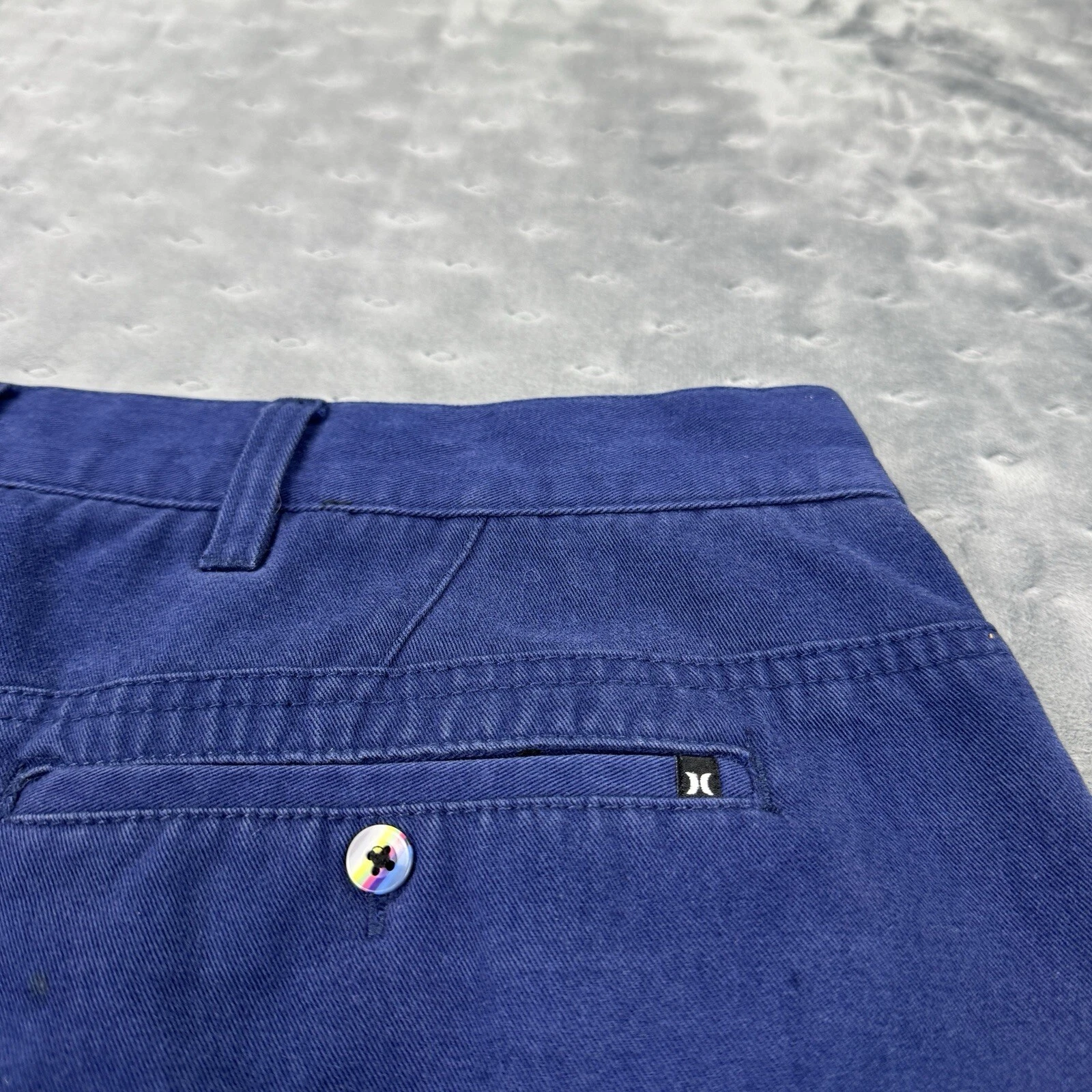 Pantaloncini chino Hurley X Nike uomo 36 blu tela vita media piatto davanti golf outdoor