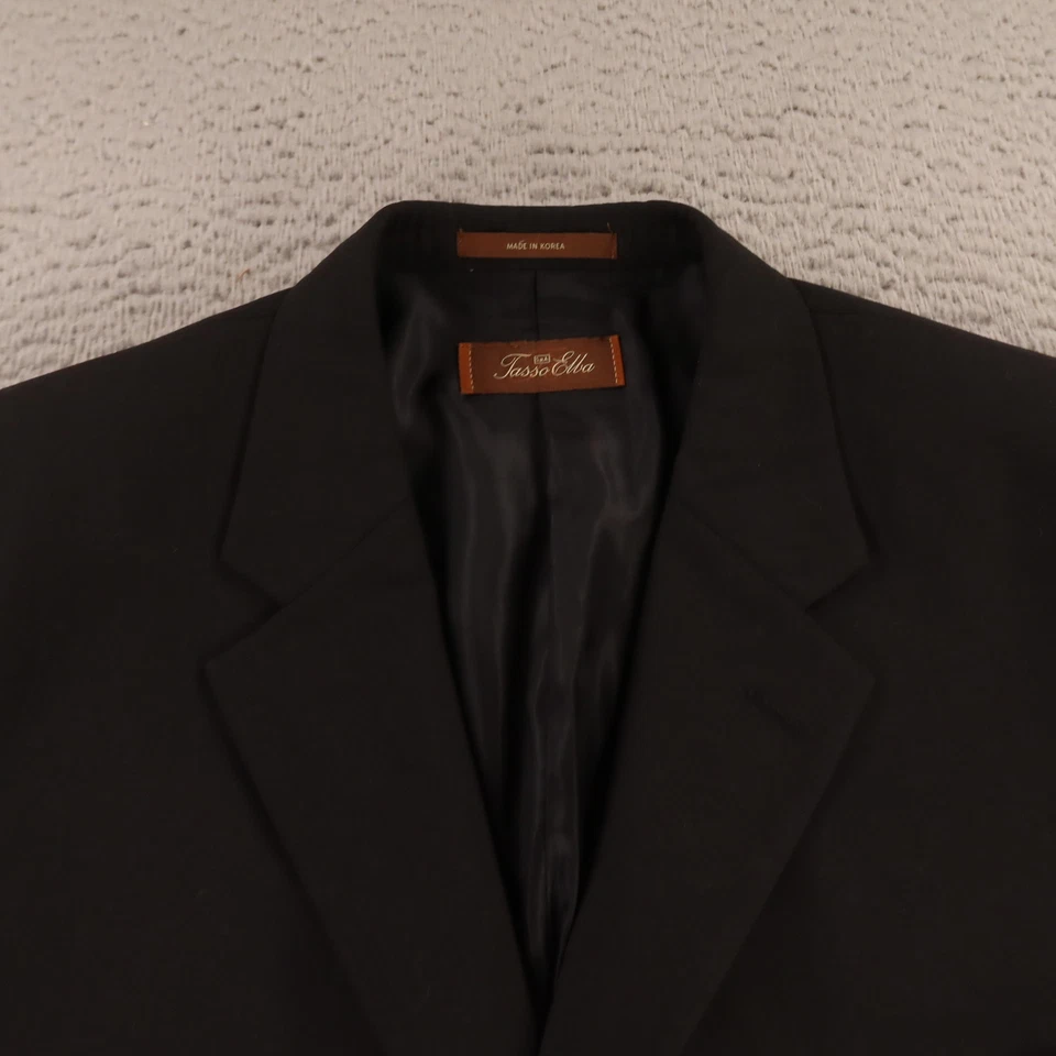 Tasso Elba Jacket M MT Black 100% Wool Twill Worsted Blazer Sport Coat 42L - Image 2 of 4