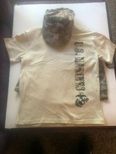 Officially Licensed US Marines Youth 3 Piece Tan/Camo Short Set with Patrol Cap