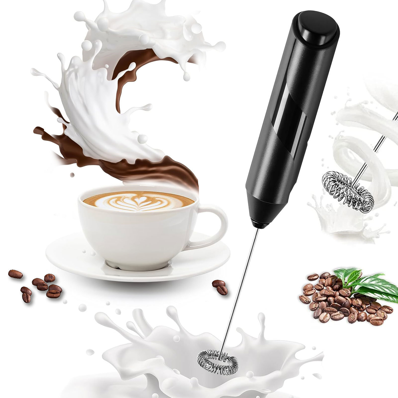 Milk Frother, Handheld Electric Blender stick, Drink Mixer with Food Grade Stain-image