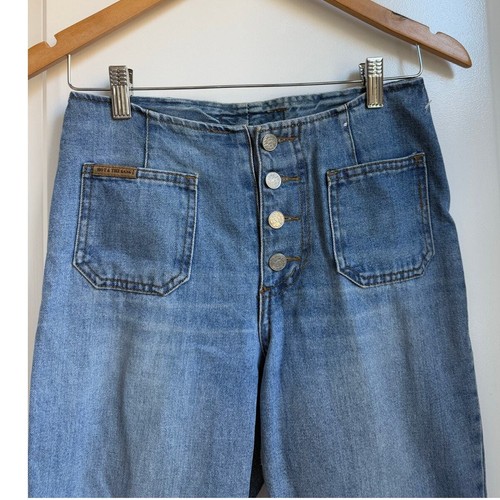 Vintage Hot And The Gang Size 5 Blue Denim Made in USA Flare Jeans Button Fly - Picture 4 of 7