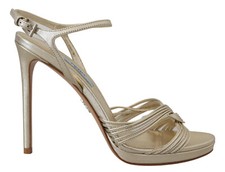 PRADA Shoes Gold Leather Sandals Ankle Strap Heels Stiletto EU39.5 /US9 $1200usd