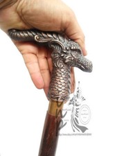 Metal Head Designer Antique Dragon Handle Vintage Style Walking Stick Cane Gift