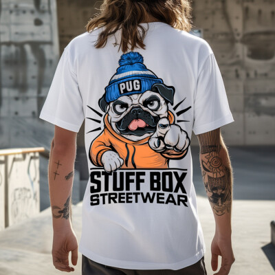 Stuff Box Herren Rundhals kurzarm T-Shirt You weiß STB-1225 Print Shirt Pug