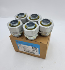 5Pc Set Crouse-Hinds LT100 Straight Male Connector 1" Non-Insulated Liquid Tight
