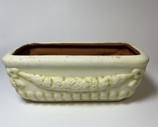 Vintage Floral Swag Planter Roman Antique Finish with Glazed Interior 8&rdquo;