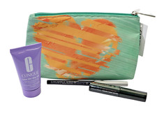 Clinique 4 Piece Set Travel Size Cleansing Mousse Quickliner Mascara  Bag NW