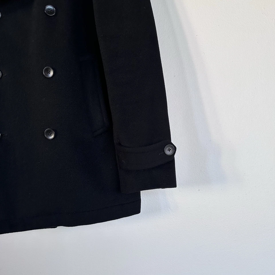 Theory Pea Coat Black Cashmere Blend Smitten Sigmund M - Image 3 of 4