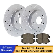 Rear Drilled Slotted Brake Disc Rotors and Pads Kits for 2006-2011 Honda Civic