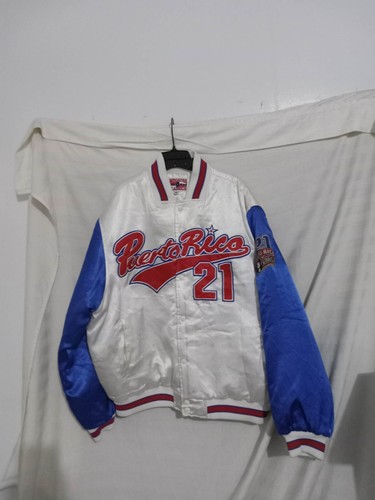 Vintage MegaUSA Classics Puerto Rico #21 Boricua Embroidered Satin Jacket (BBQ8) - Picture 10 of 14