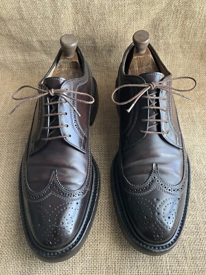 REGAIN Mens Burgundy Shell Cordovan Wingtip Derby Shoes Size UK 9 || US 10