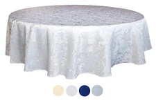 Tektrum 70" Round Damask Tablecloth-Waterproof/Spill Proof/Heavy Duty-White