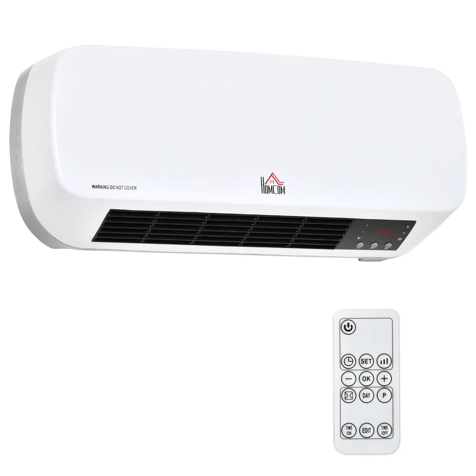 HOMCOM Stufa Elettrica a Muro con Telecomando Temperatura Regolabile Timer 12h