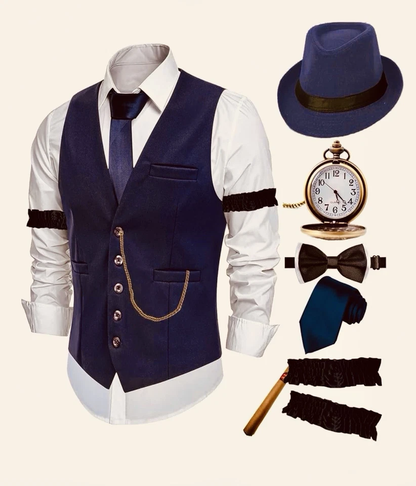 Halloween 1920S Mens Costume Peaky Blinders Roaring 20S Gangster Mobster Outfit - Image 2 of 2