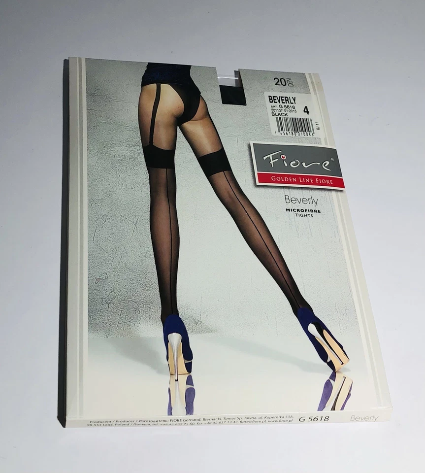 Fiore Beverly 20 Den Black Microfiber Tights Pantyhose G5618 Size 4 Brand New - Image 3 of 4