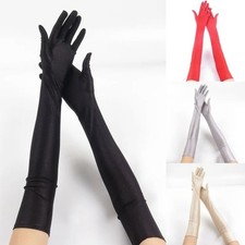 Stretchy Long Opera Gloves Party Satin Gloves Adult Size Elbow Length Wedding US