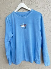 Life Is Good Active T-Shirt Women's Sz M Blue Long Sleeve Logo Crew Neck