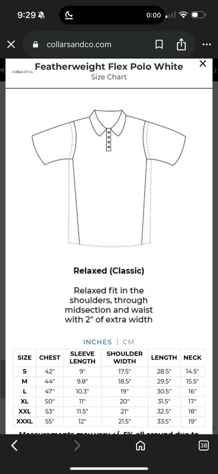 Collars & Co Featherweight Flex Polo Men’s Sz M - Image 4 of 4