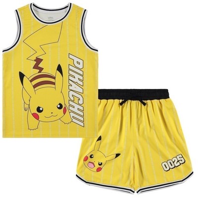 Pokemon Boys Basketball Jersey Set Pikachu Outfit Mesh Tank Top and Shorts...