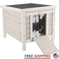 Outdoor Cat House Weatherproof Shelter Easy Assembly Hinged Roof Pet Friendly US